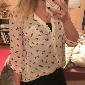 Cherry-Print Button Down